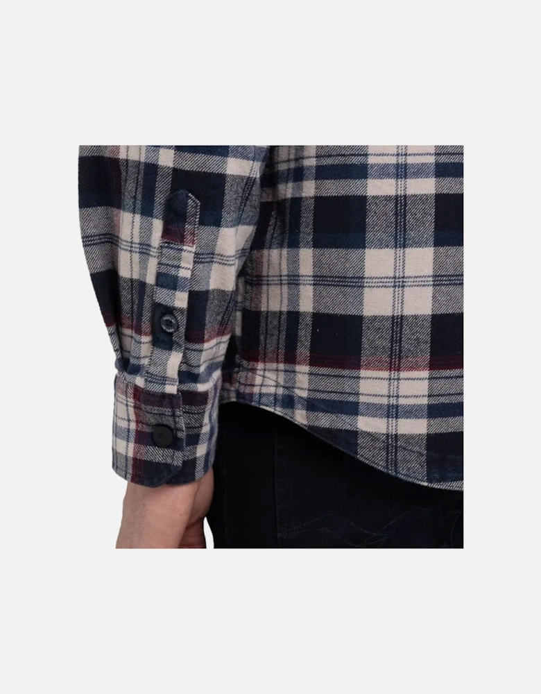 Mens Heavy Twill Check Shirt (Navy/Ecru)