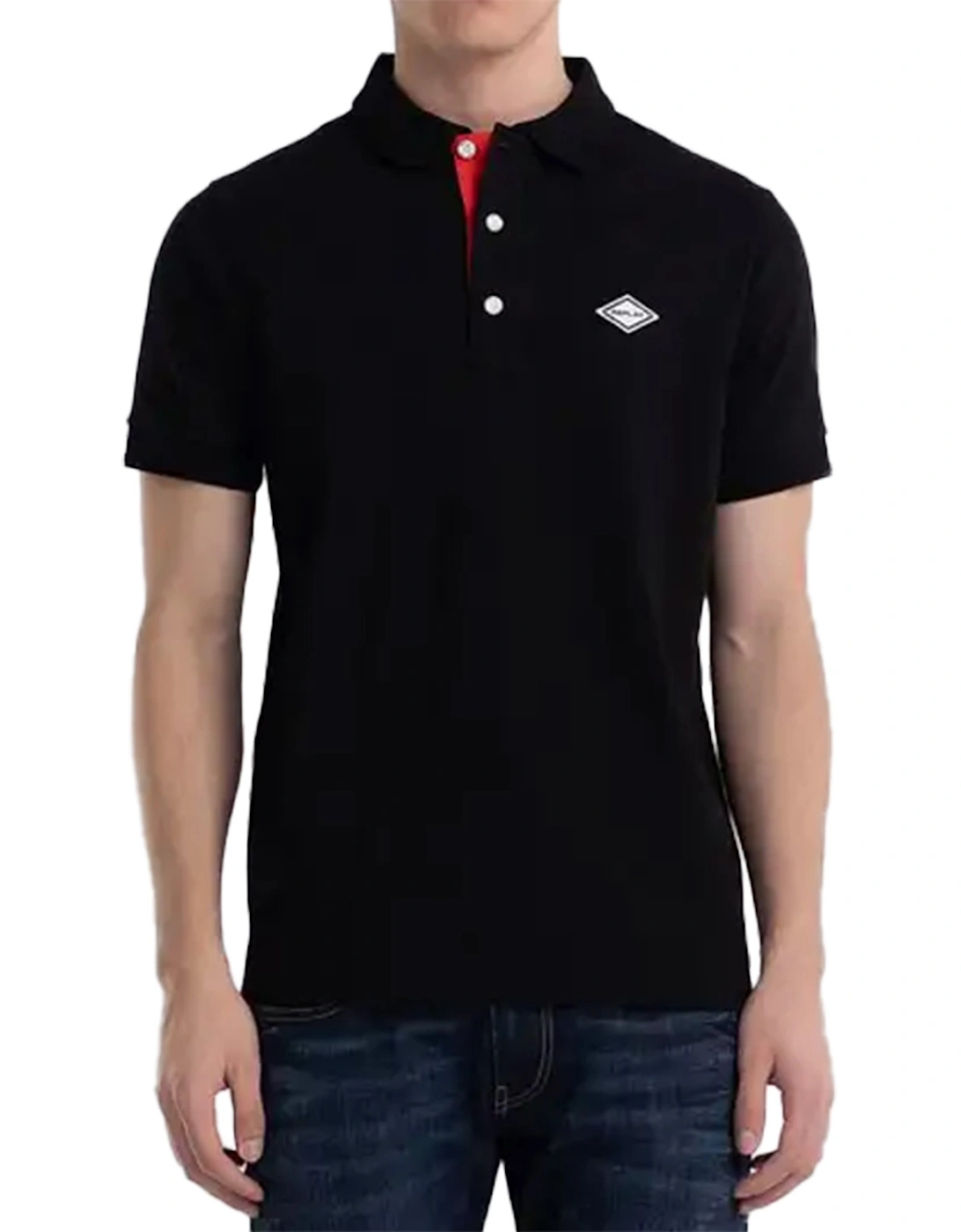 Mens Embroidered Badge Logo Polo Shirt (Black), 7 of 6