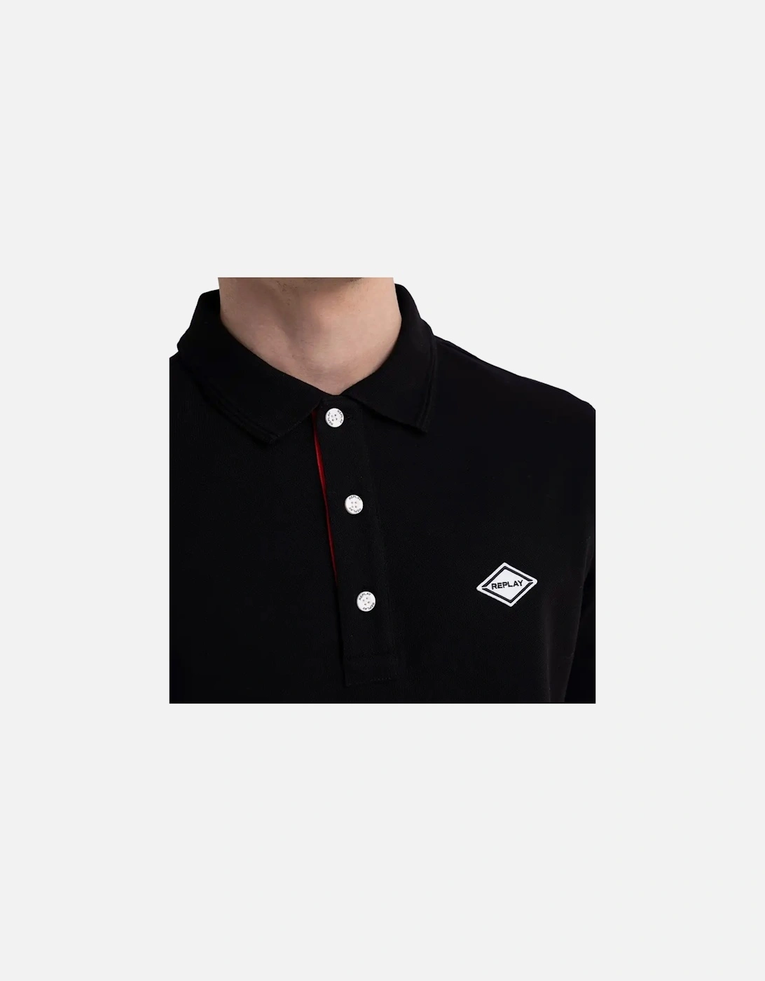Mens Embroidered Badge Logo Polo Shirt (Black)