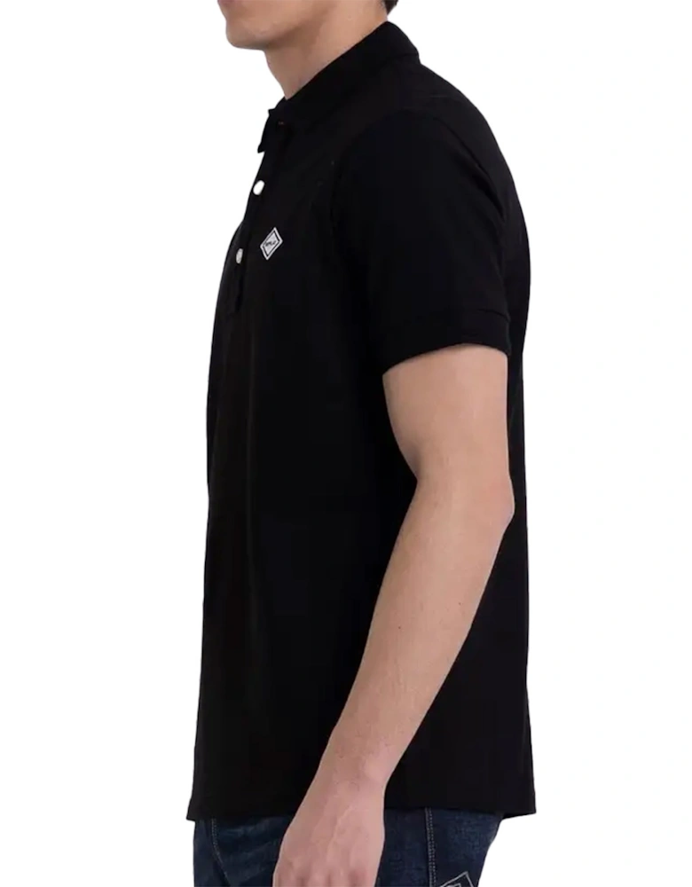 Mens Embroidered Badge Logo Polo Shirt (Black)