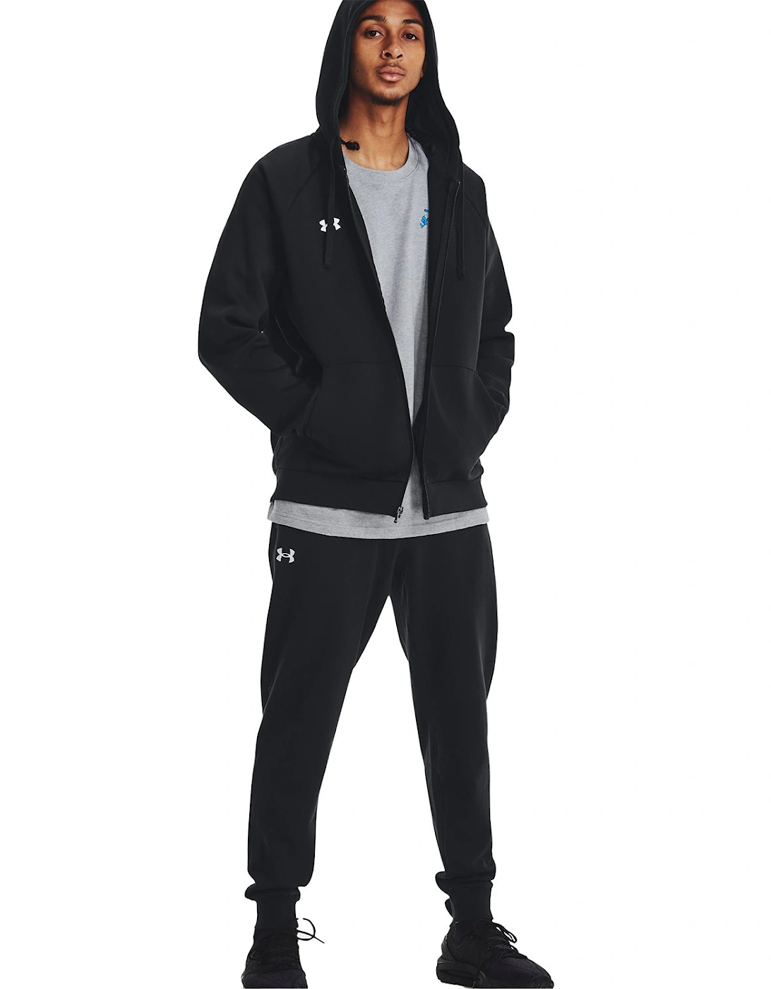 Mens Rival Fleece Full Zip Hoodie (Black)