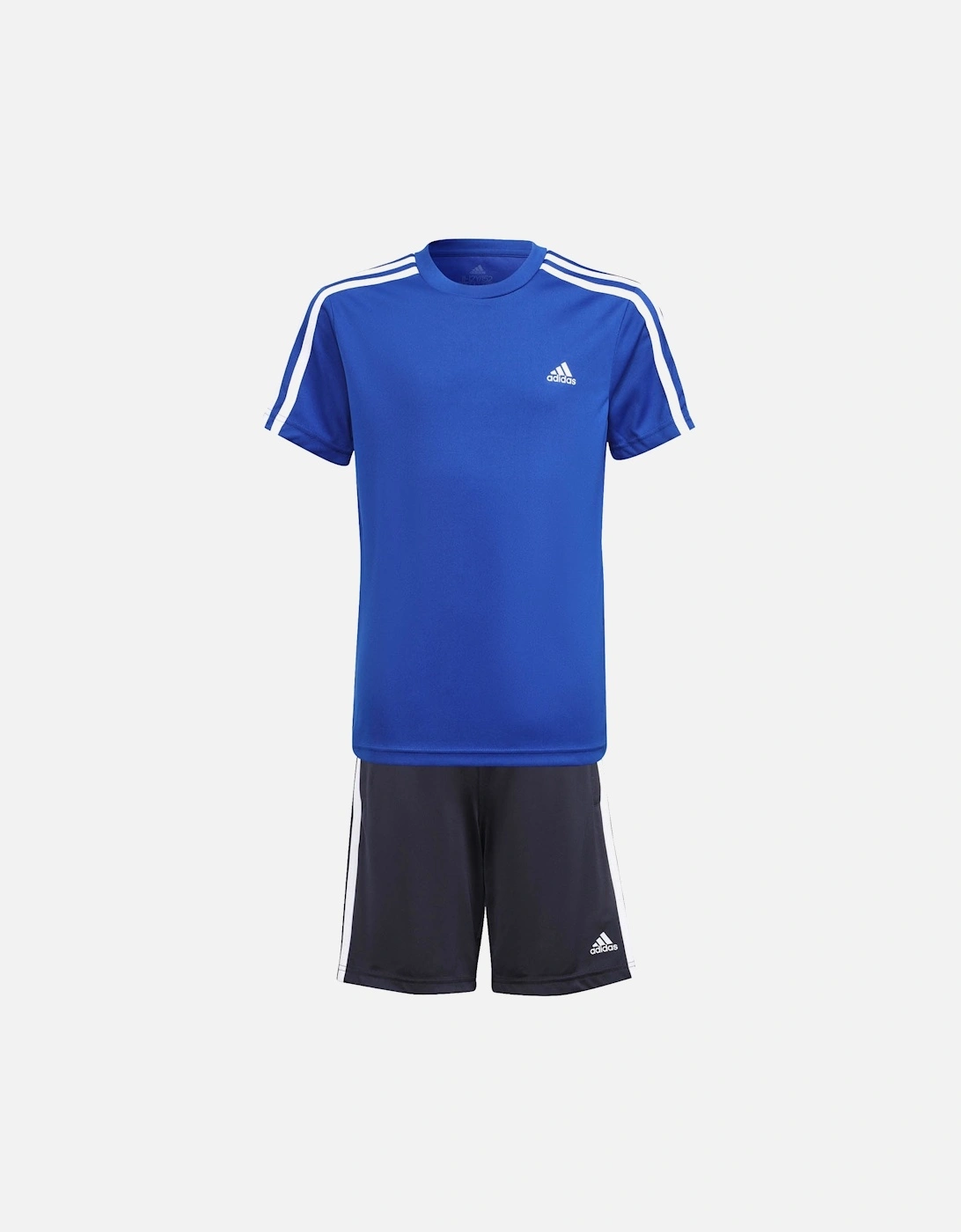 Juniors 3 Stripe T-Shirt And Short Set (Blue), 4 of 3