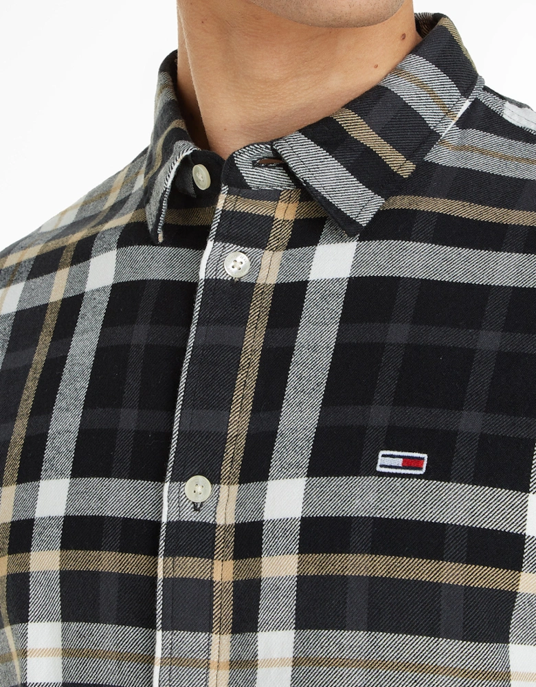 Mens Classic Essential Check Shirt (Black)