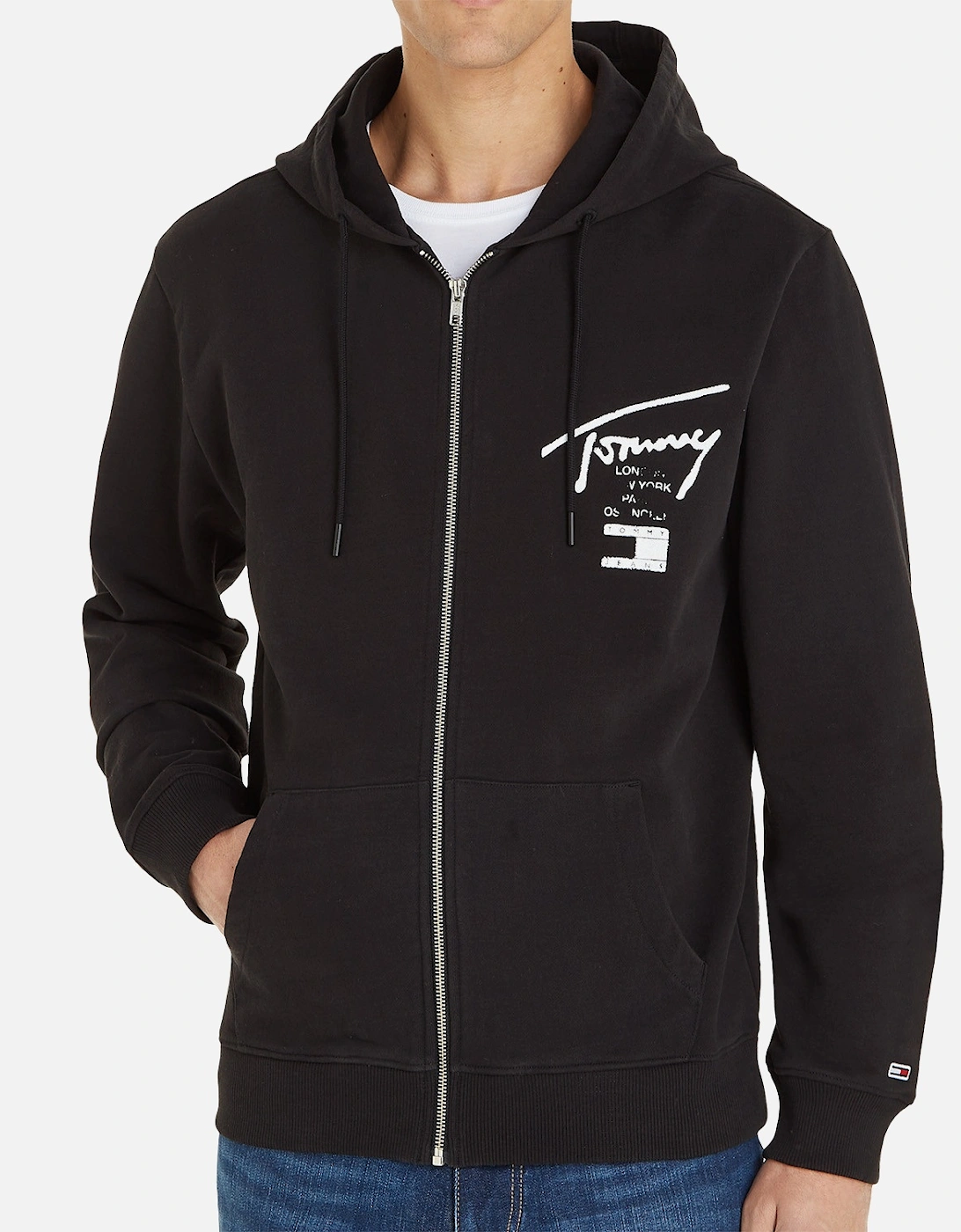 Mens Spray Logo Full Zip Hoodie (Black)