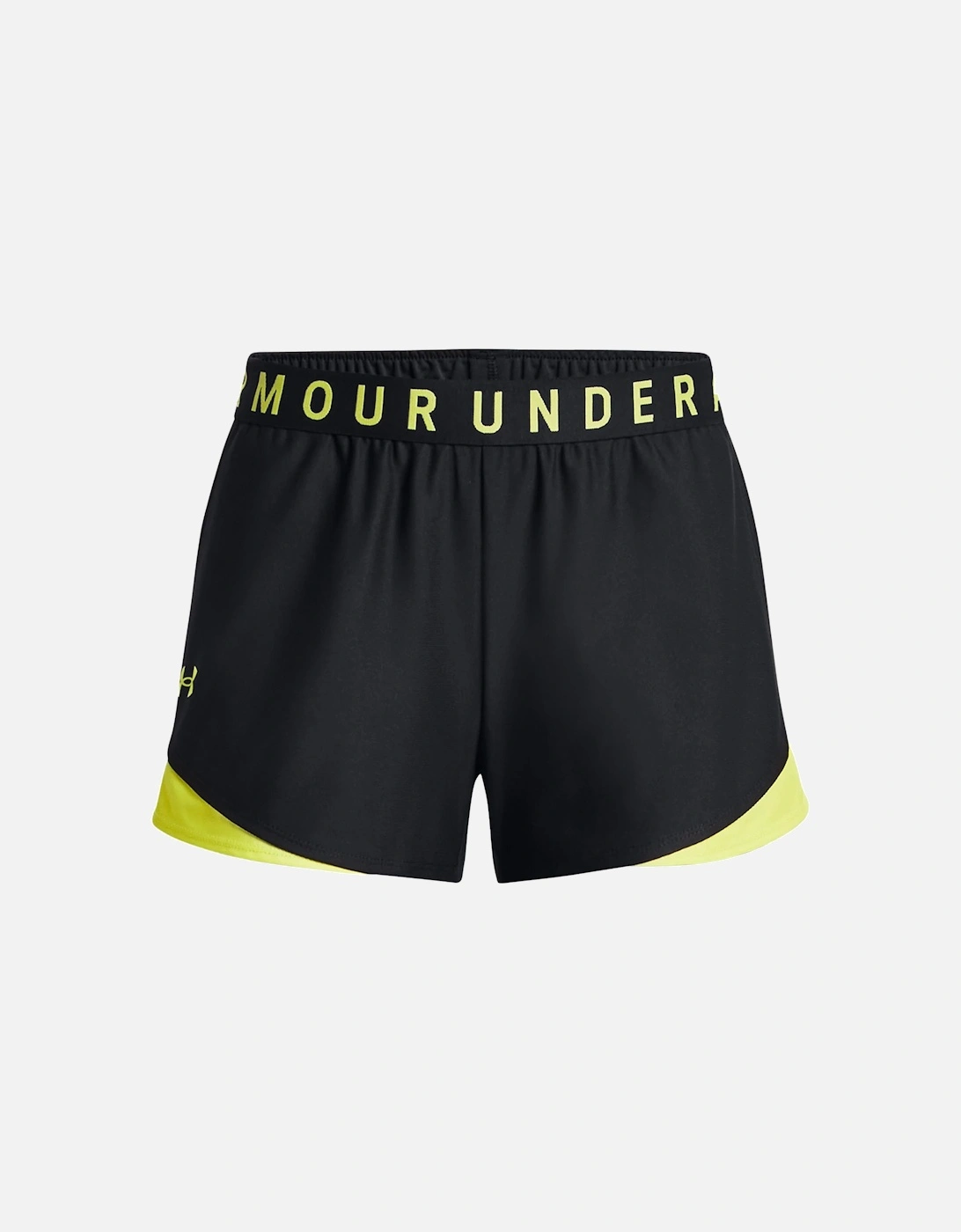 Womens Play Up Shorts 3.0 (Black/Lime), 7 of 6
