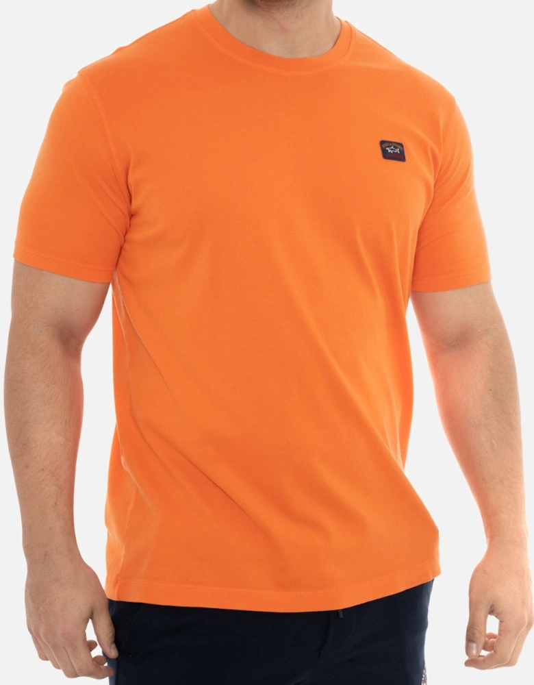 Mens Embroidered Badge T-Shirt (Orange)