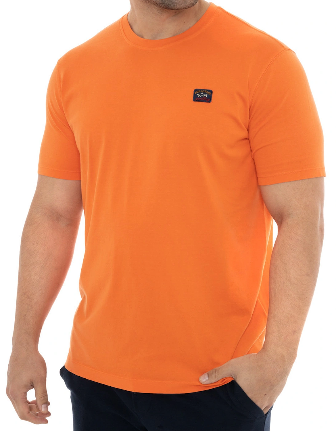 Mens Embroidered Badge T-Shirt (Orange)