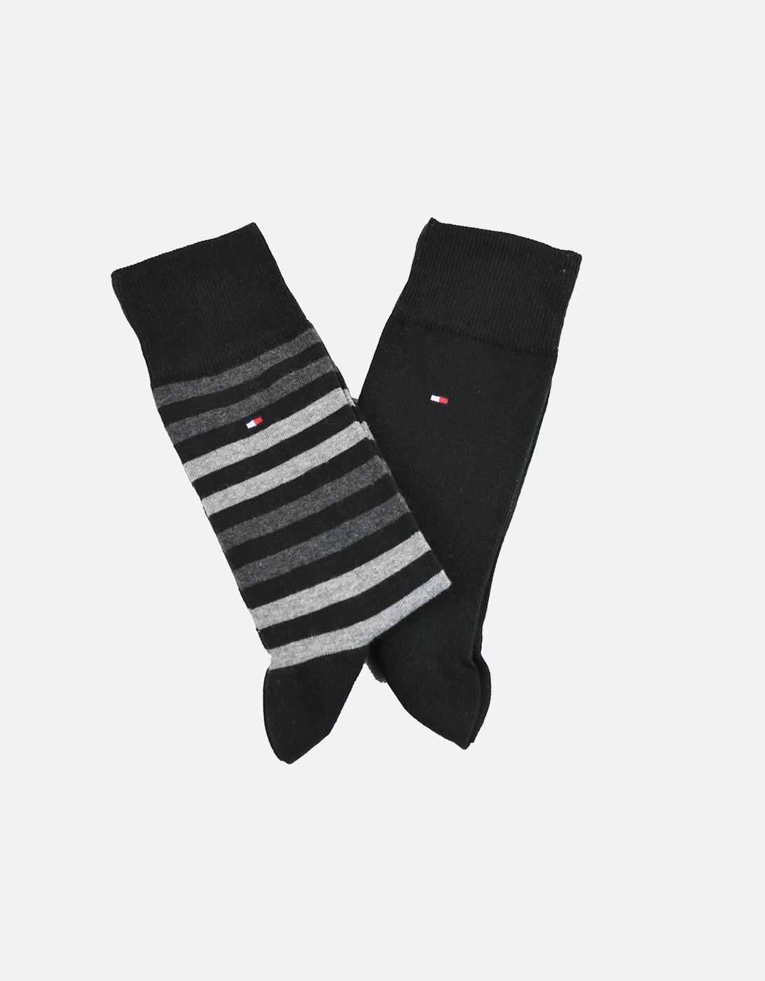 Mens Stripe 2pkt Socks (Black), 5 of 4