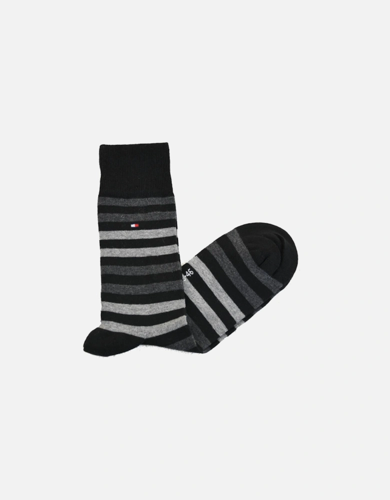 Mens Stripe 2pkt Socks (Black)