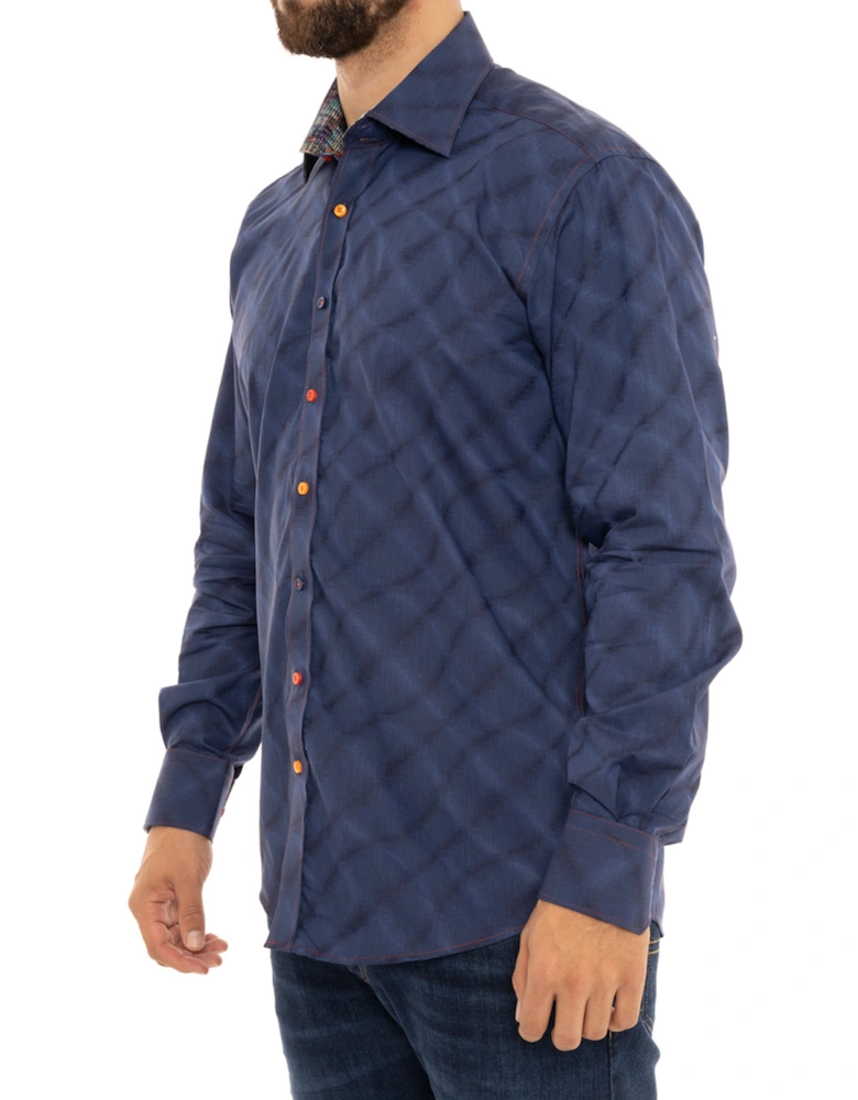 Mens Wave Long Sleeve Shirt (Blue)