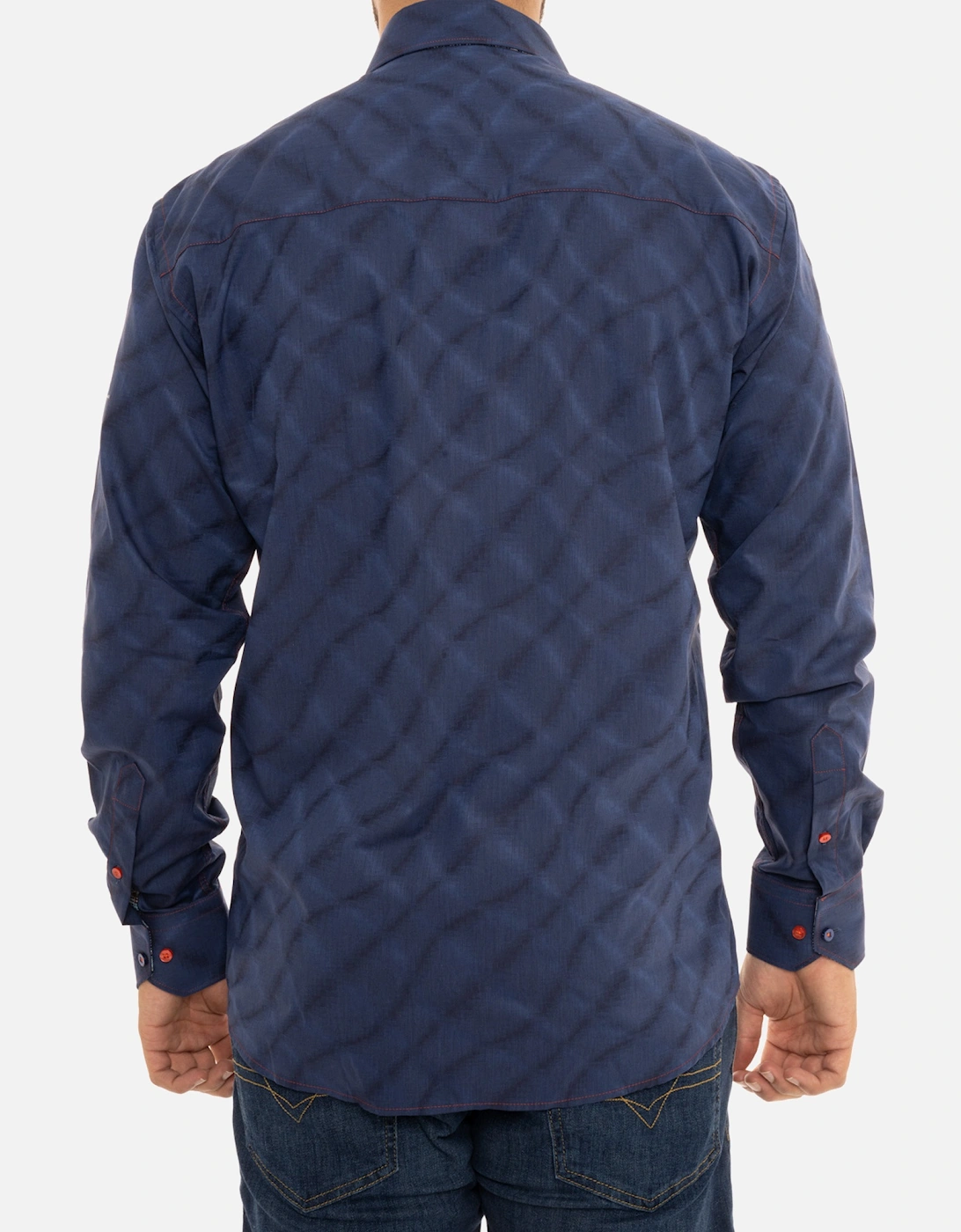 Mens Wave Long Sleeve Shirt (Blue)