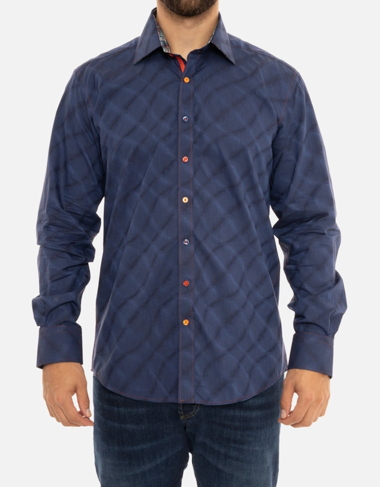 Mens Wave Long Sleeve Shirt (Blue)