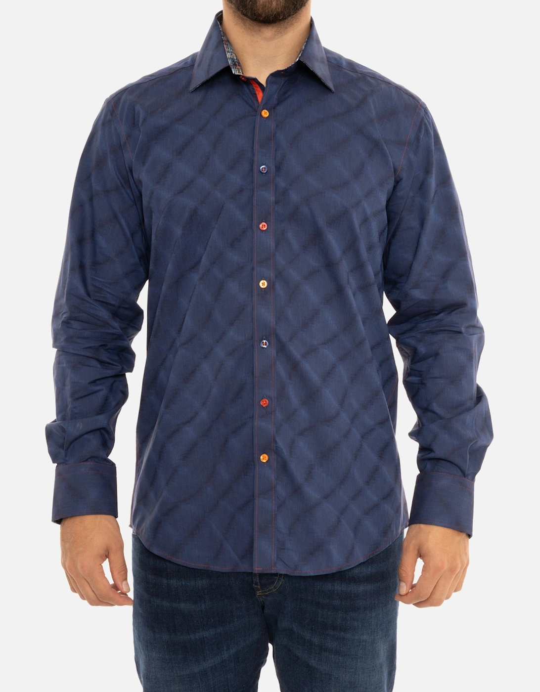 Mens Wave Long Sleeve Shirt (Blue), 8 of 7