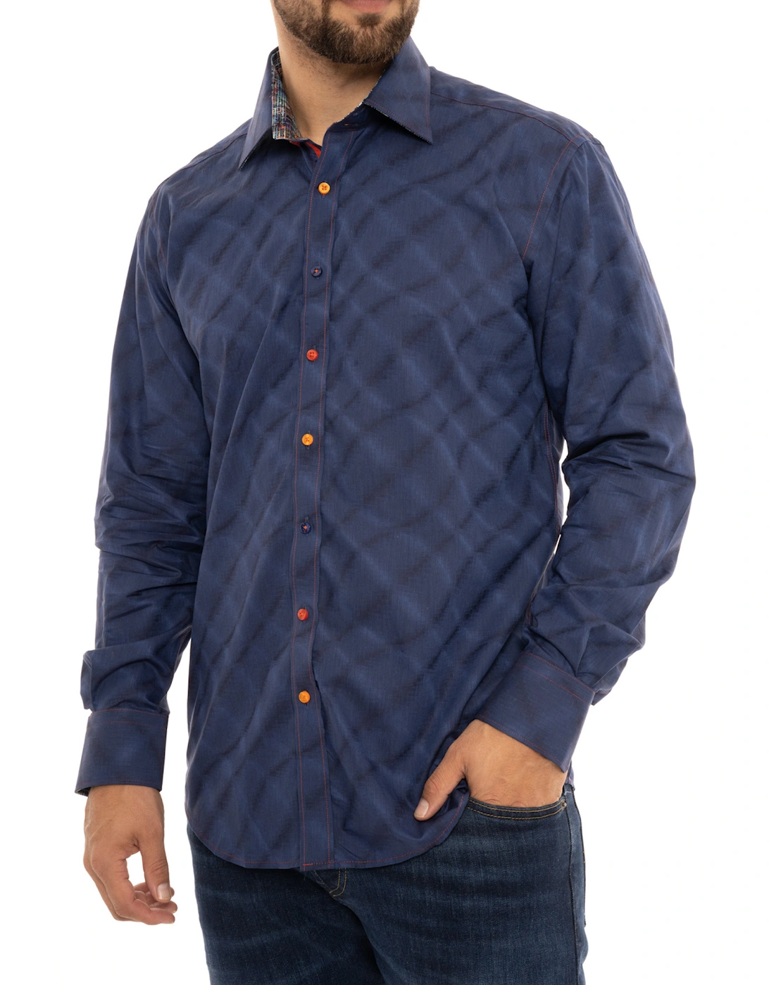 Mens Wave Long Sleeve Shirt (Blue)