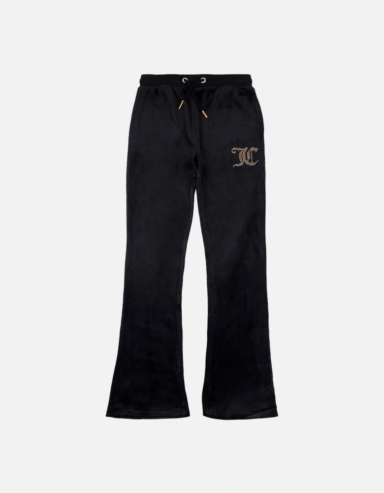 Youths Velour Bootcut Joggers (Black/Gold)
