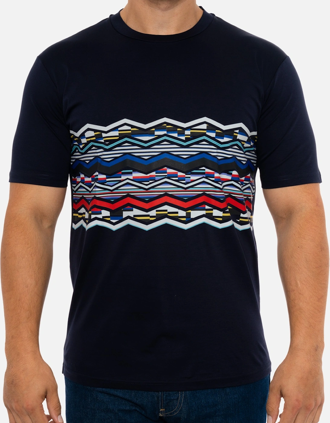 Mens Band Zig Red T-Shirt (Navy), 8 of 7