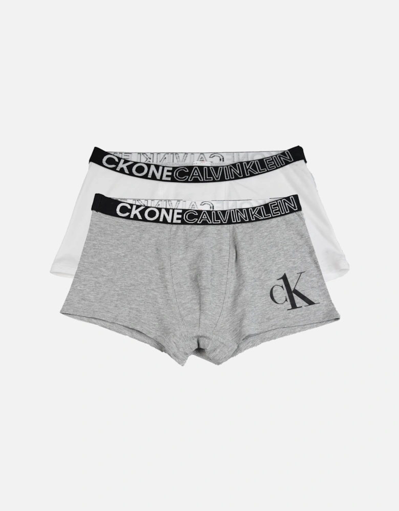 CK One Juniors 2-Pack Boxer Shorts (Grey/White)