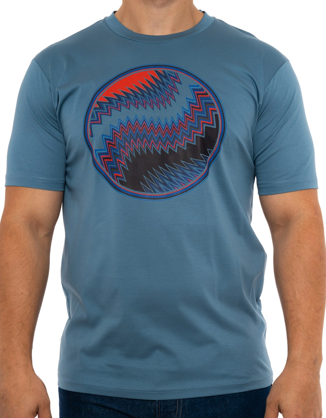Mens Orb Zig Red T-Shirt (Teal), 8 of 7