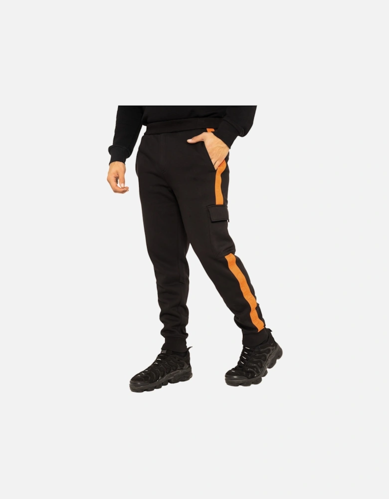 Mens Logo Tape Cargo Joggers (Black)