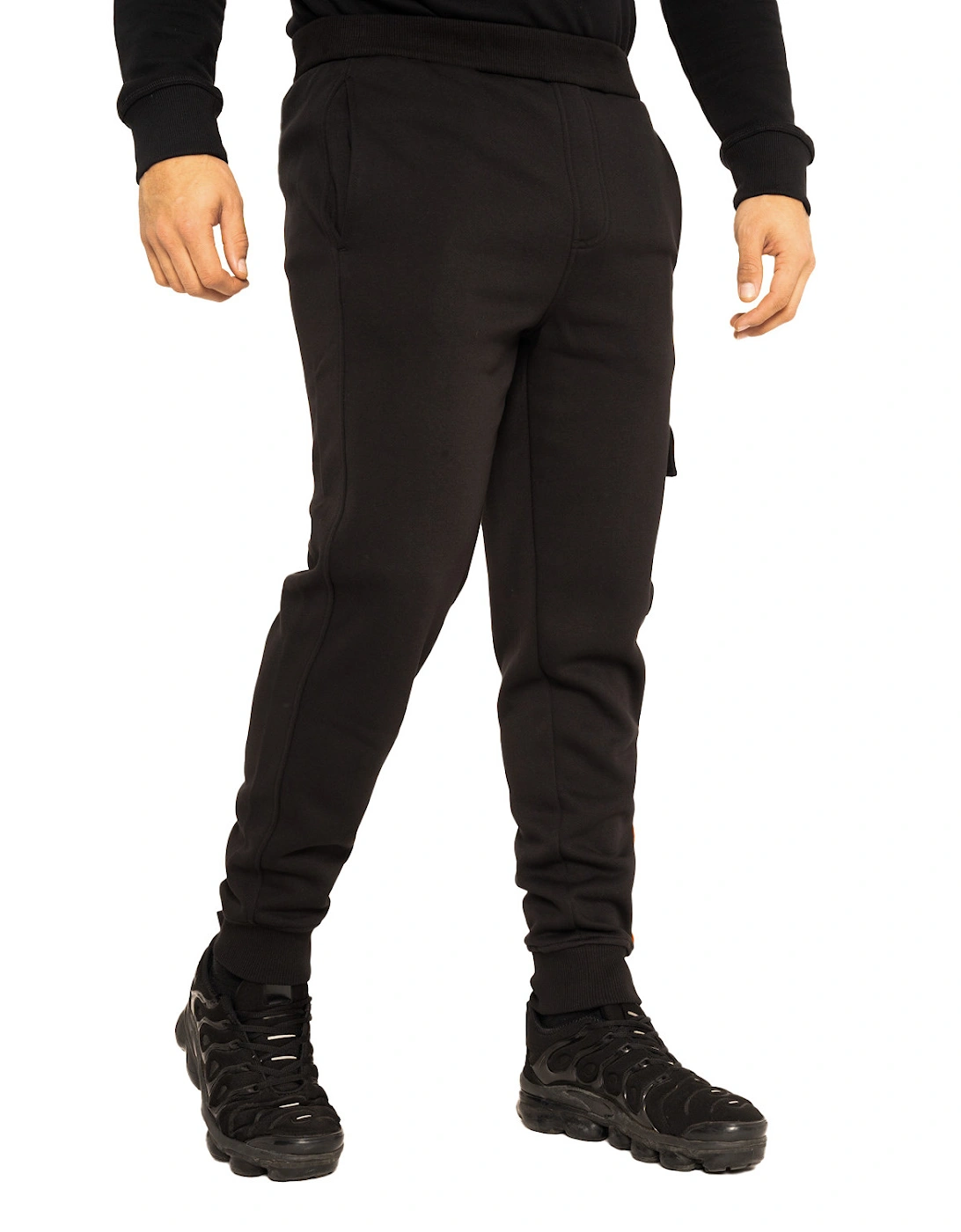 Mens Logo Tape Cargo Joggers (Black)