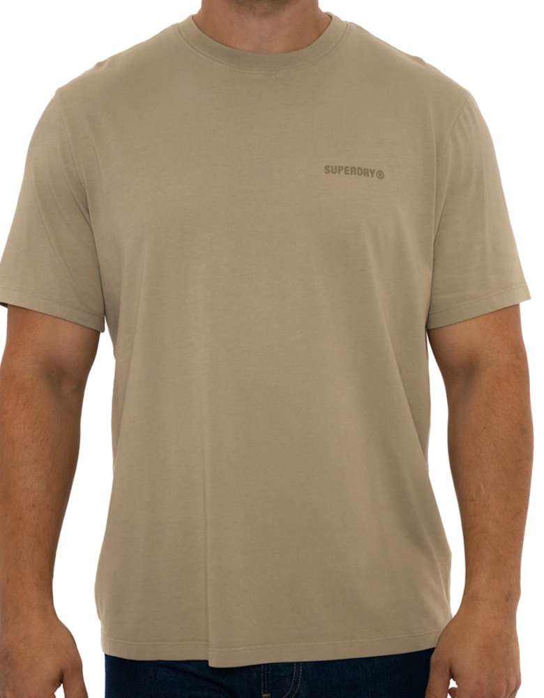 Mens Overdyed Logo Loose T-Shirt (Beige)