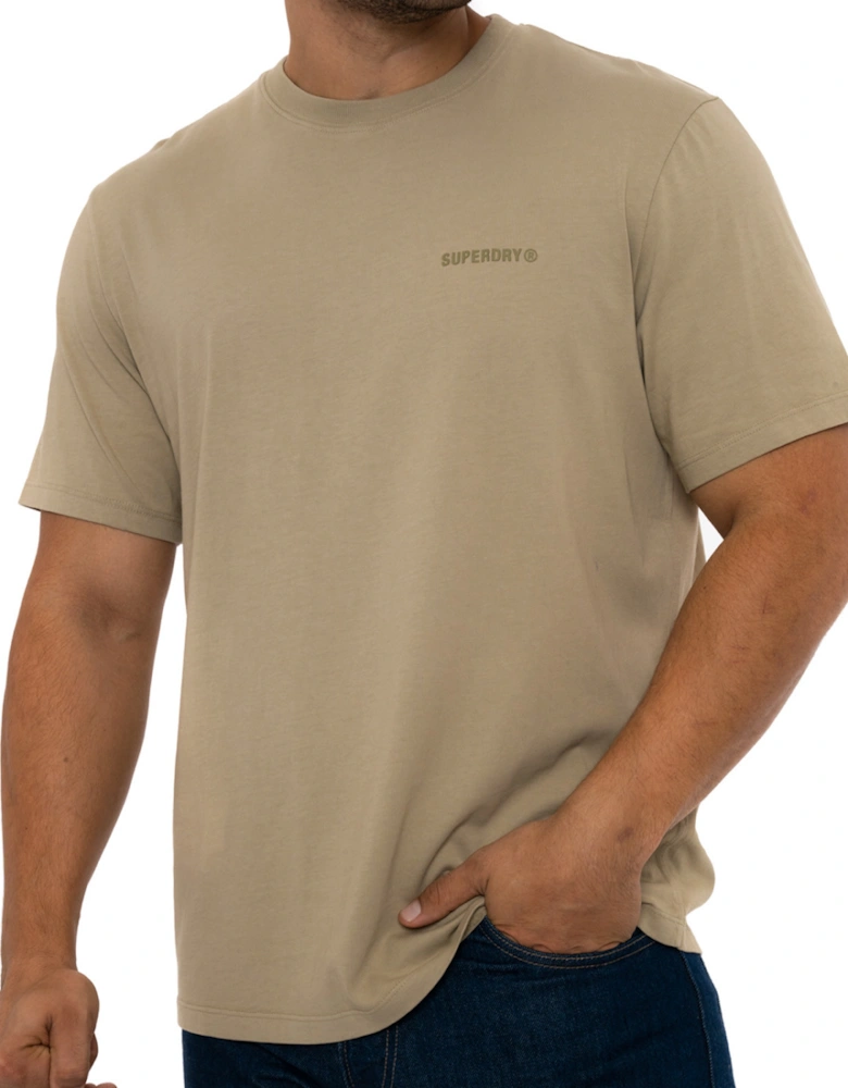 Mens Overdyed Logo Loose T-Shirt (Beige)