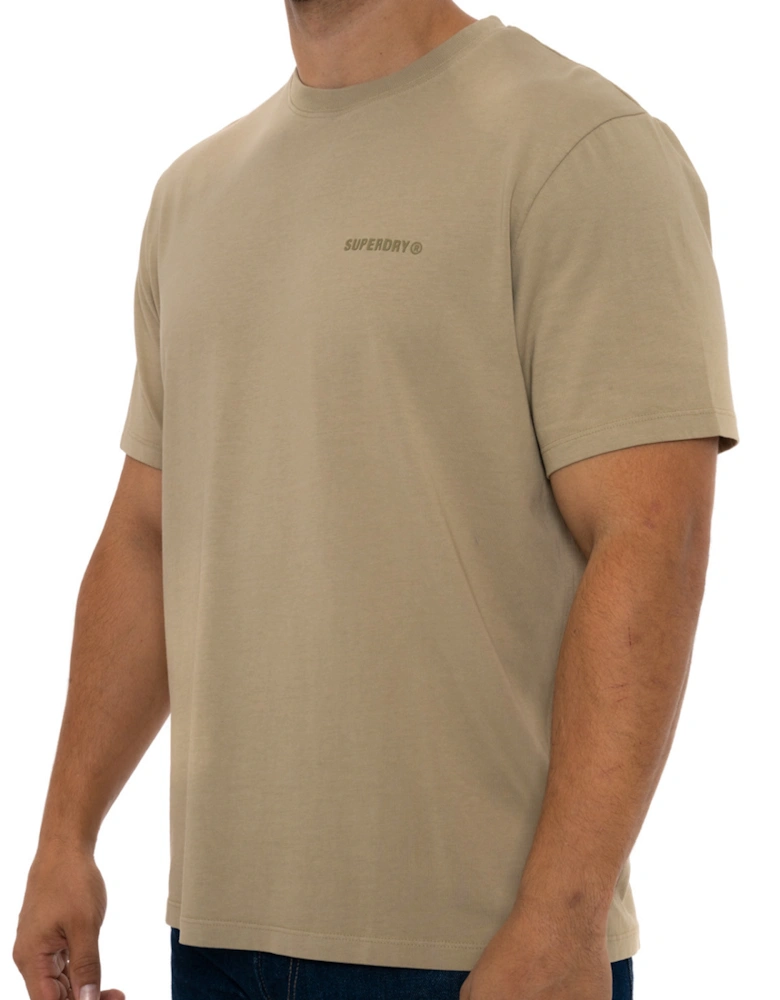 Mens Overdyed Logo Loose T-Shirt (Beige)