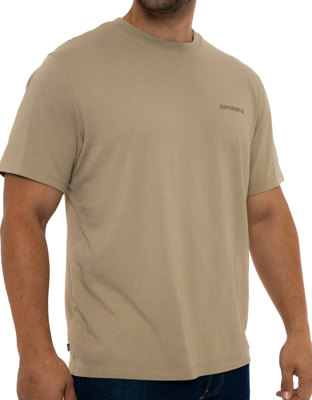 Mens Overdyed Logo Loose T-Shirt (Beige)