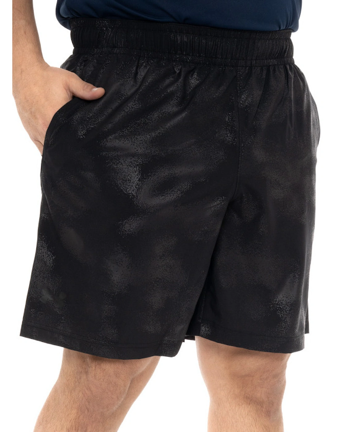 Mens Woven Embossed Shorts (Black), 7 of 6