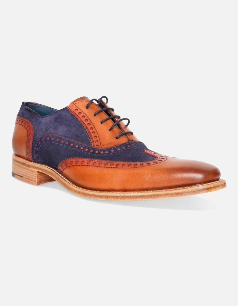 Mens Spencer Suede And Leather Brogue Shoes (Navy/Brown)