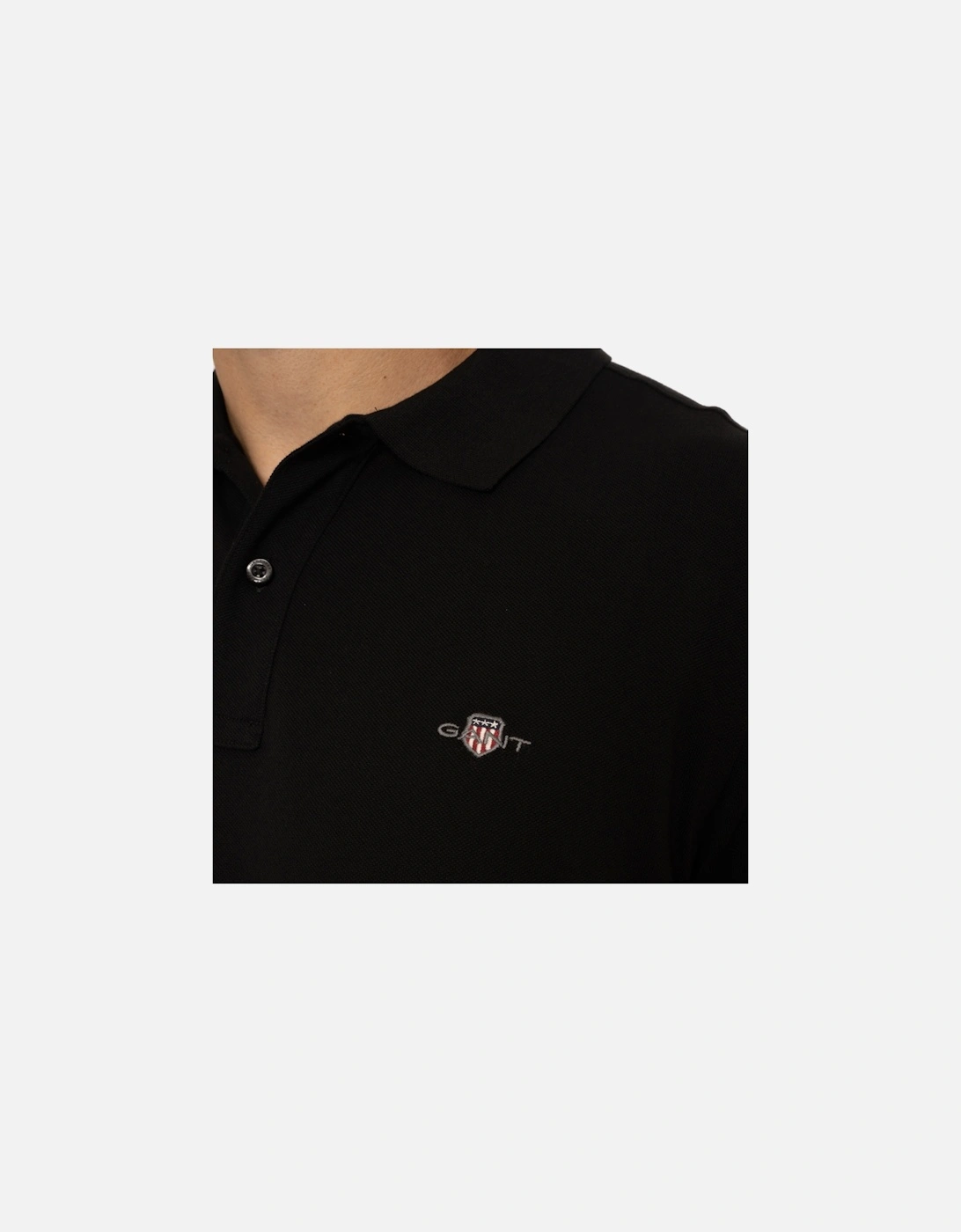 Mens Regular Shield S/S Pique Polo Shirt (Black)