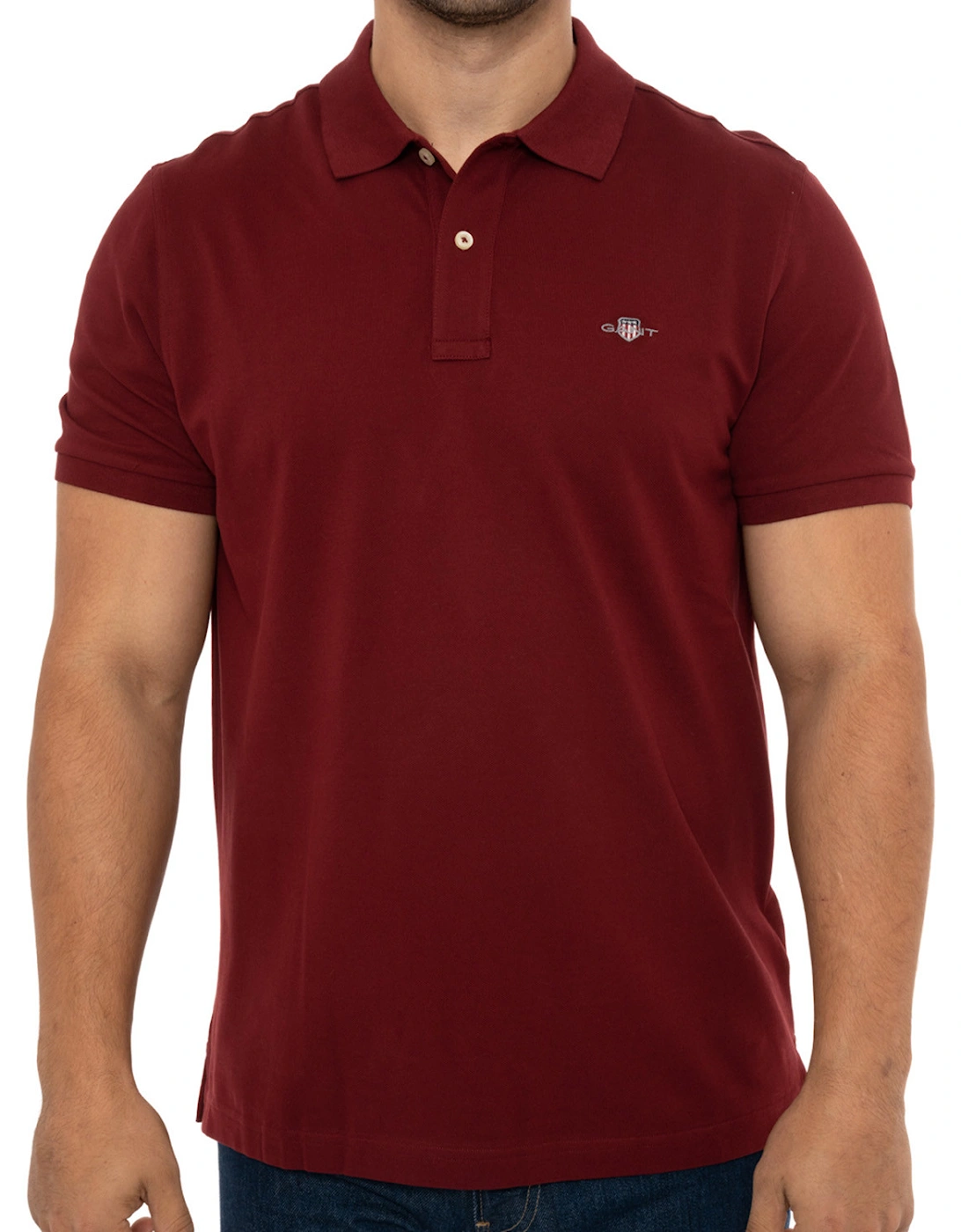 Mens Regular Shield S/S Pique Polo Shirt (Wine), 8 of 7