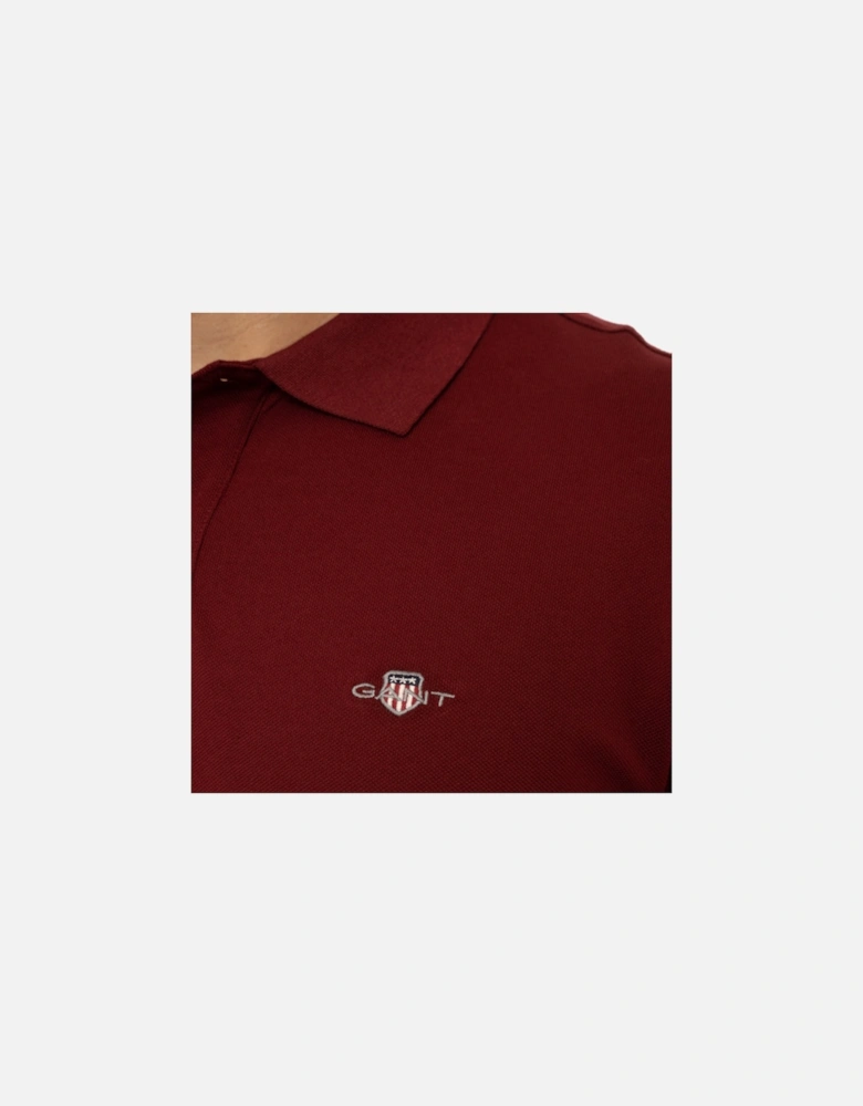 Mens Regular Shield S/S Pique Polo Shirt (Wine)
