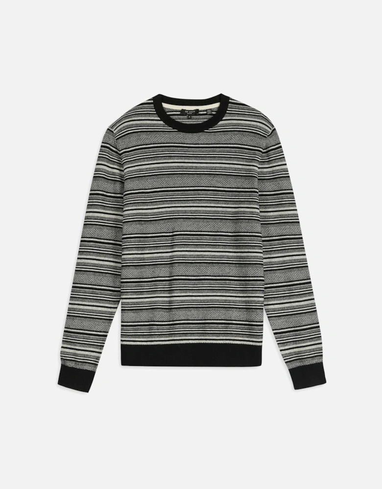 Mens Lowther Textured Stripe Crew Neck Sweater (Black)