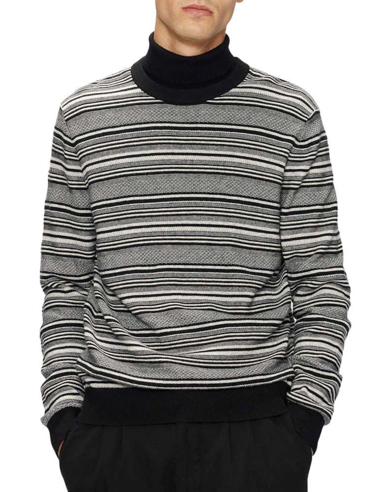 Mens Lowther Textured Stripe Crew Neck Sweater (Black)