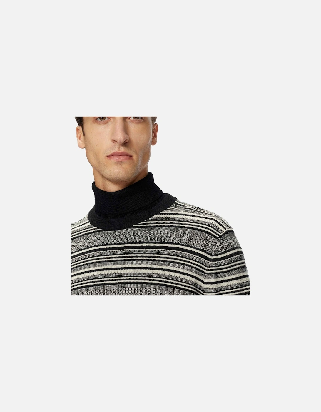 Mens Lowther Textured Stripe Crew Neck Sweater (Black)