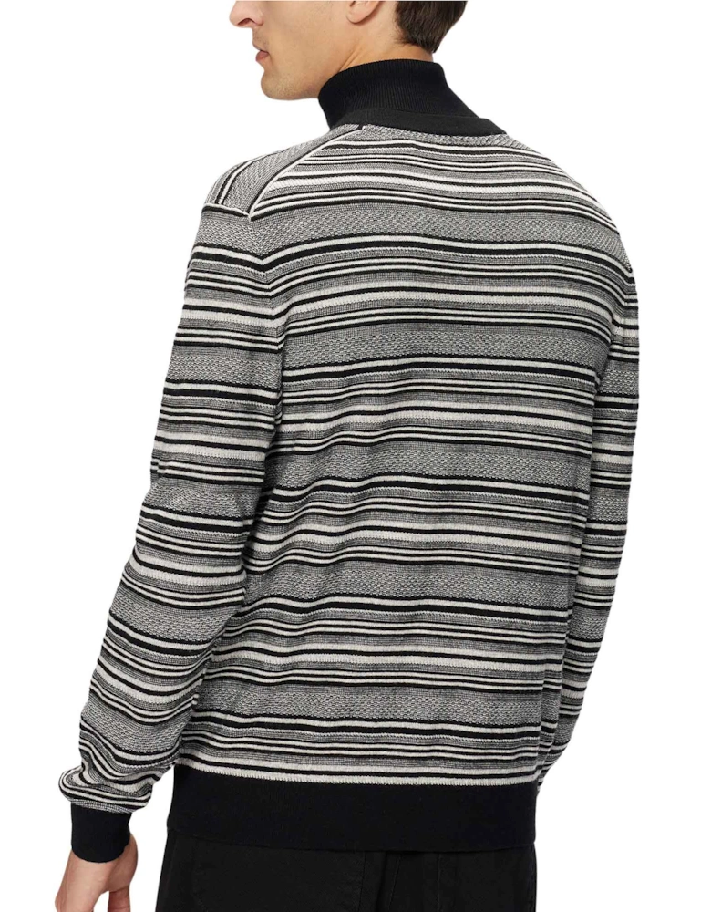 Mens Lowther Textured Stripe Crew Neck Sweater (Black)