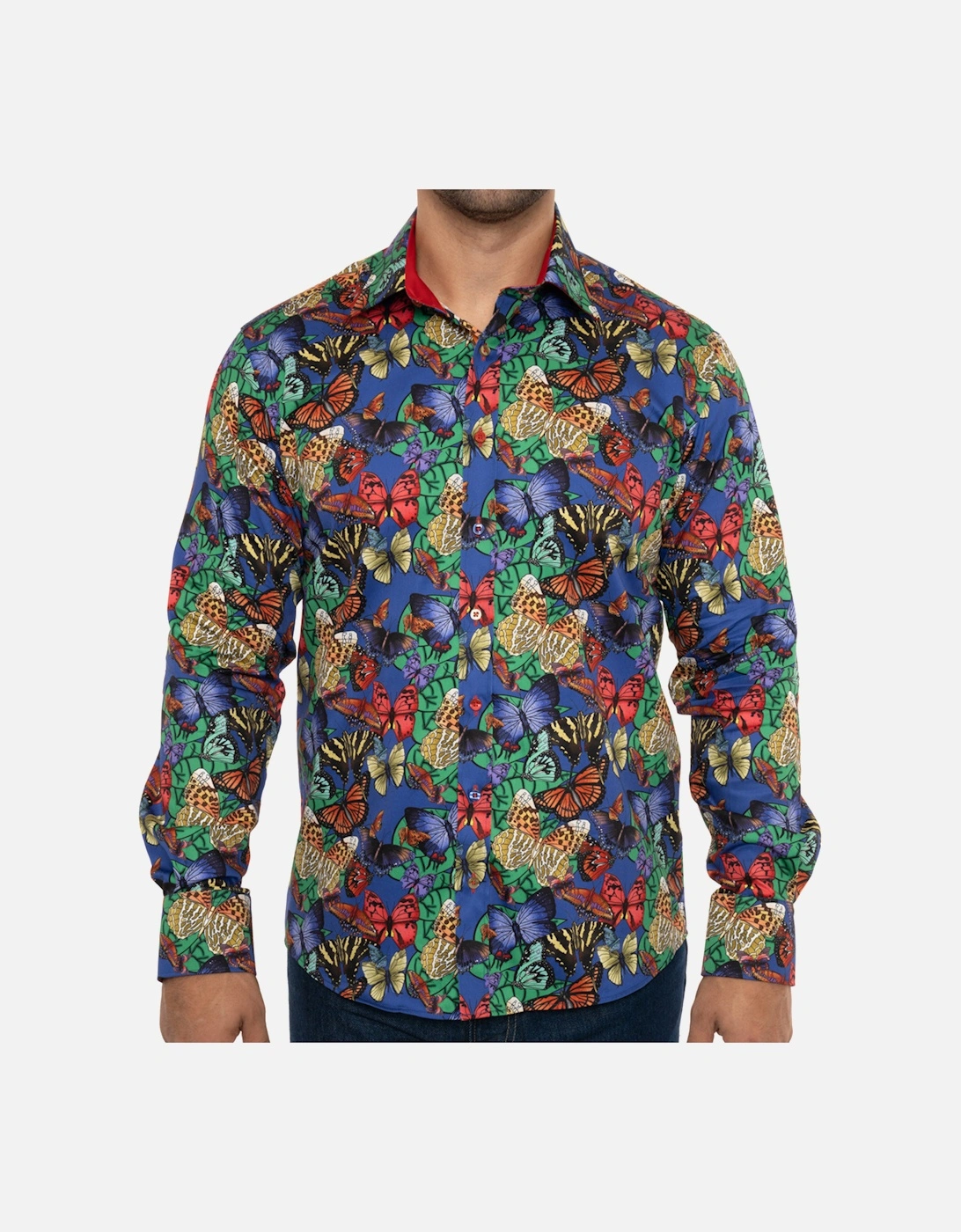 Mens L/S Butterfly Shirt (Blue), 8 of 7