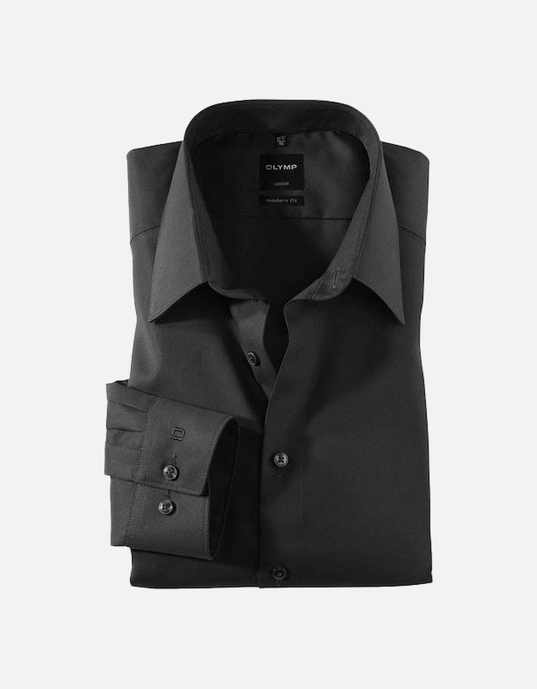 Mens Luxor Modern Fit Long Sleeve Business Shirt (Black), 4 of 3