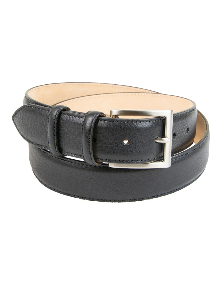 Mens Tumbled Leather Belt (Black)