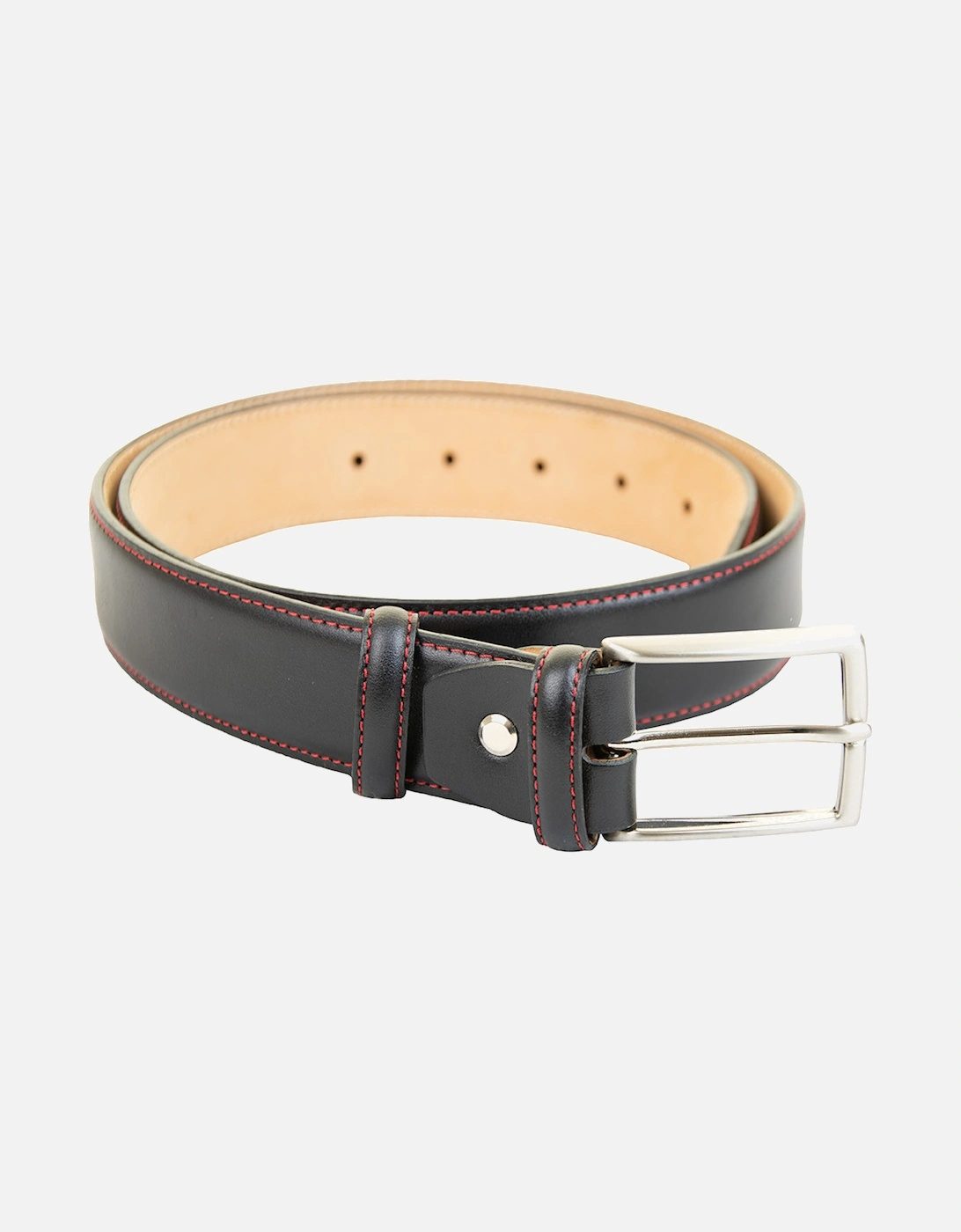 Mens Smart Stitched Edge Belt (Black/Red), 4 of 3