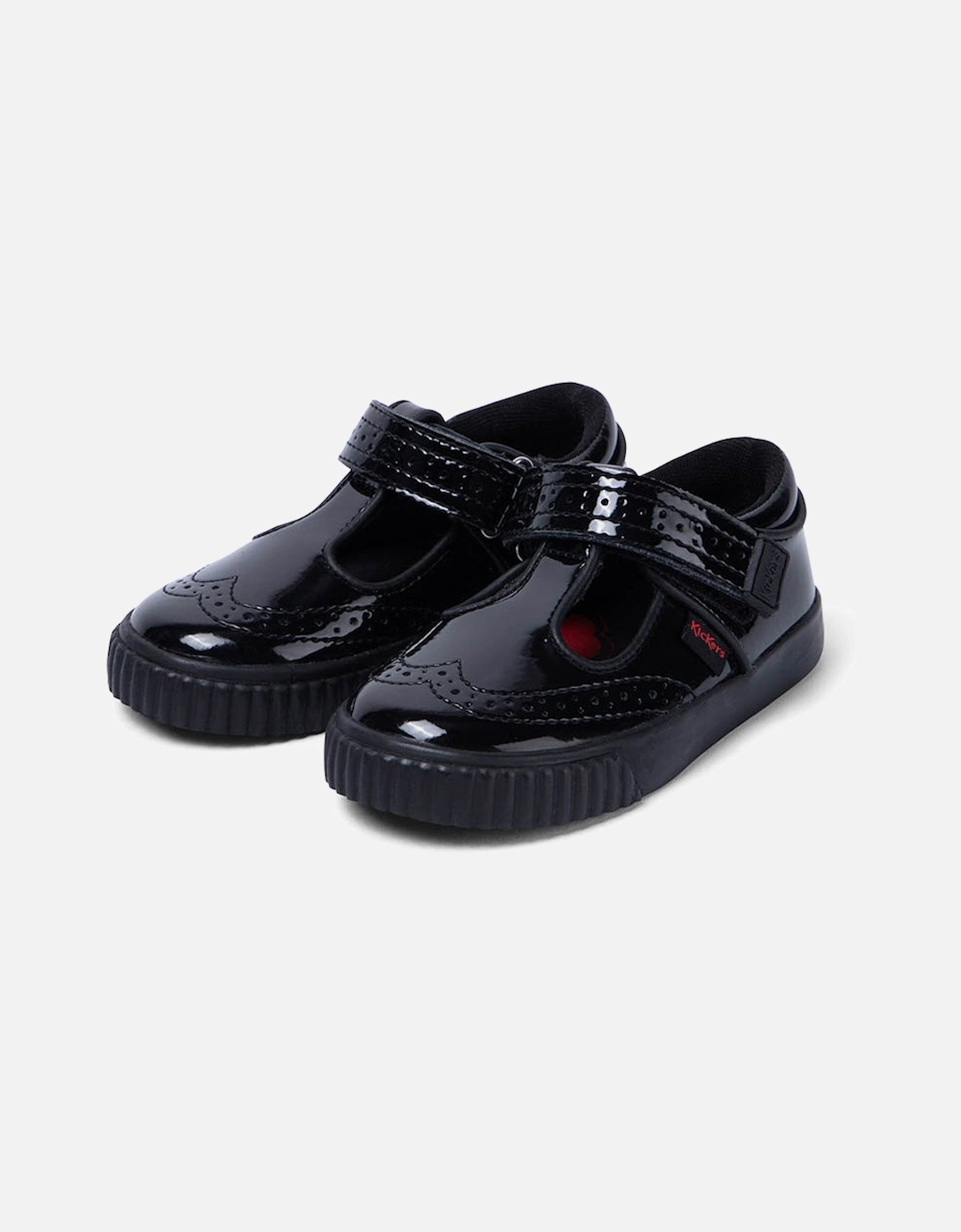 Infants Tovni Brogue Patent T Bar Shoes (Black), 5 of 4