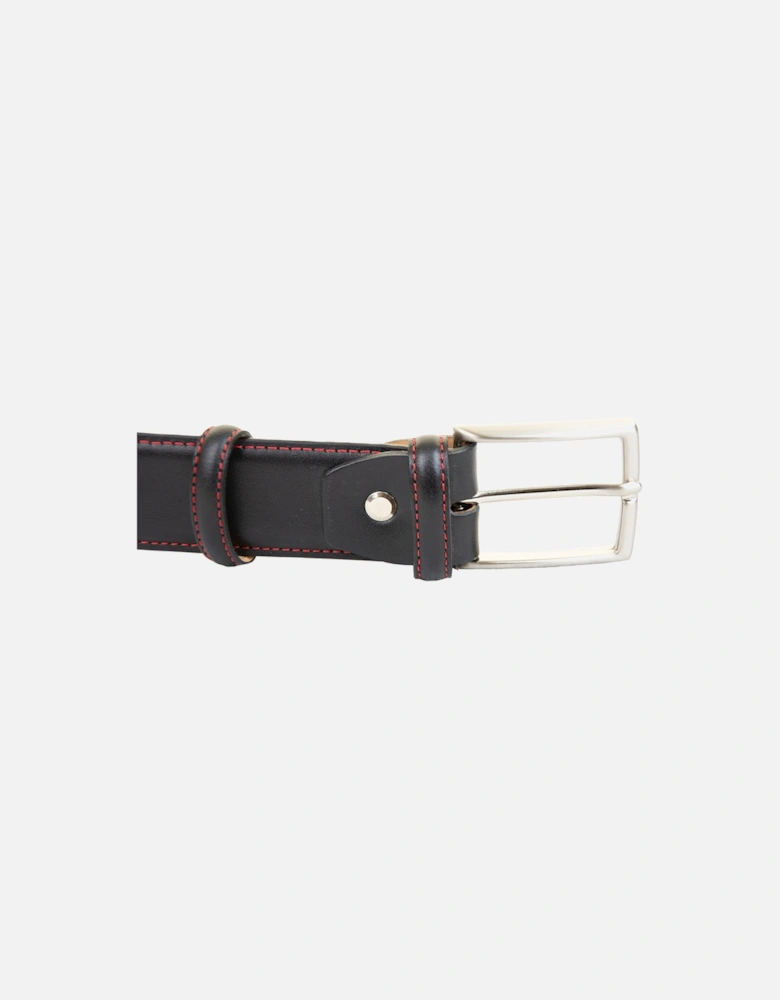 Mens Smart Stitched Edge Belt (Black/Red)