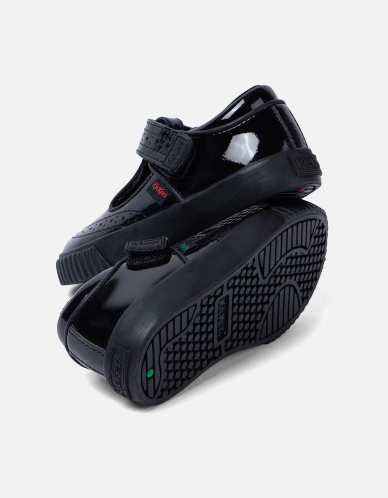 Infants Tovni Brogue Patent T Bar Shoes (Black)