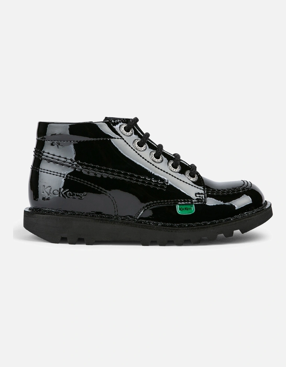 Juniors Kick Hi Zip Patent Shoes (Black), 8 of 7