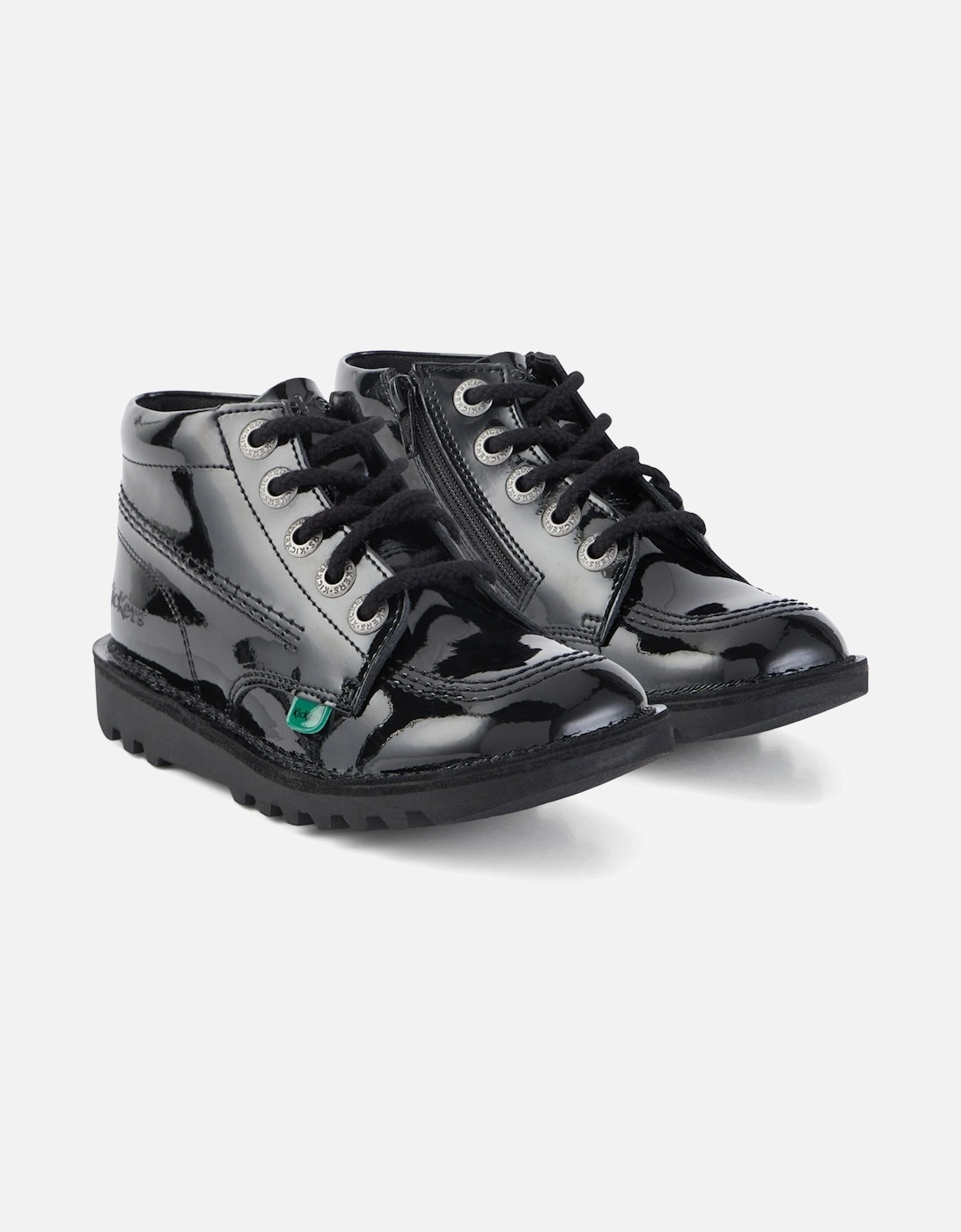 Juniors Kick Hi Zip Patent Shoes (Black)