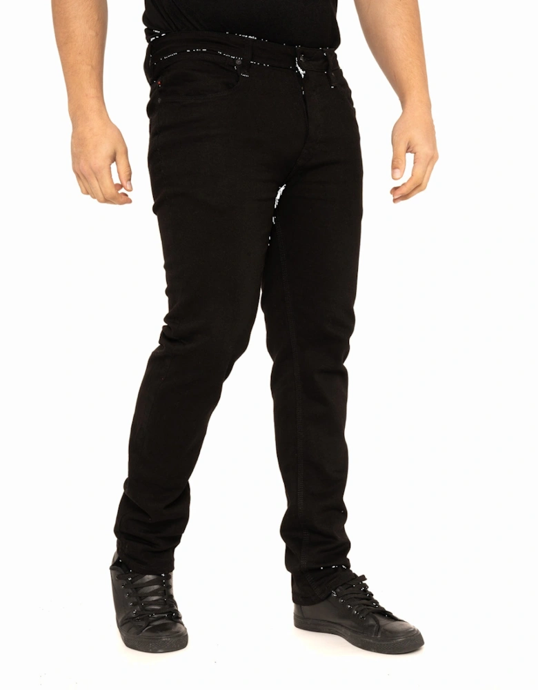 Luke Mens Freddy Slim Straight 5 Pocket Jeans (Black)