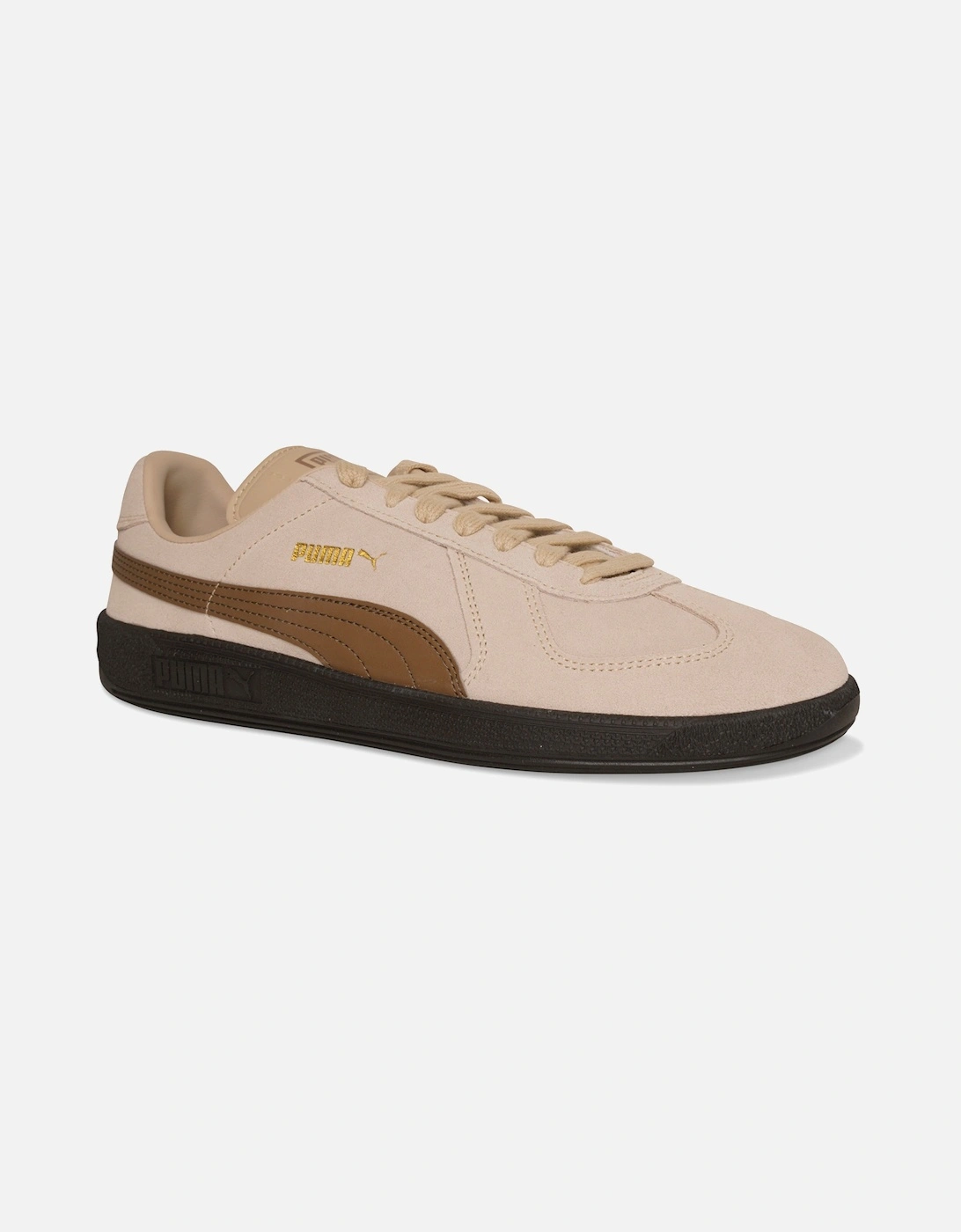 Mens Suede Army Trainers (Beige), 4 of 3