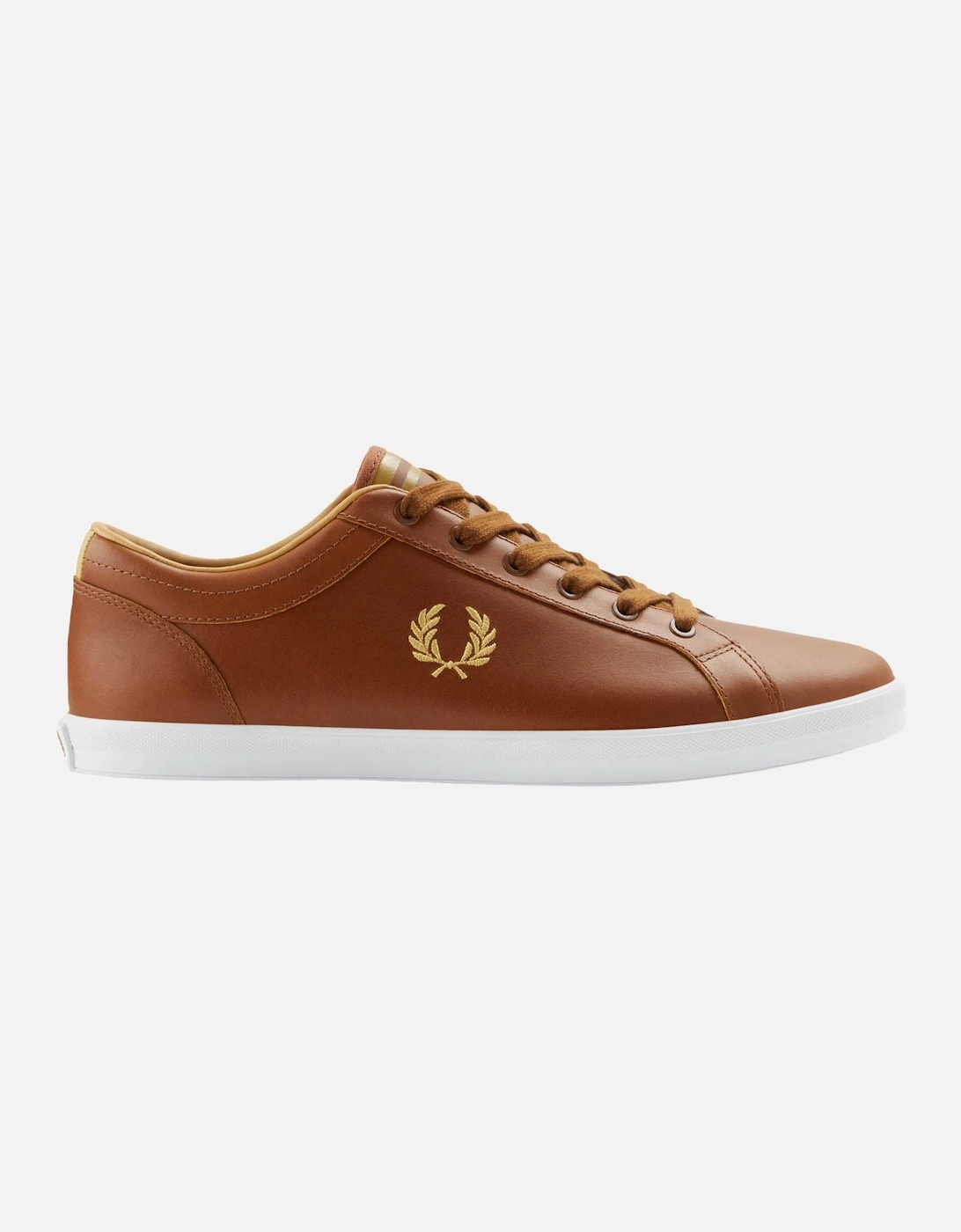 Mens Baseline Leather Trainers (Tan), 6 of 5