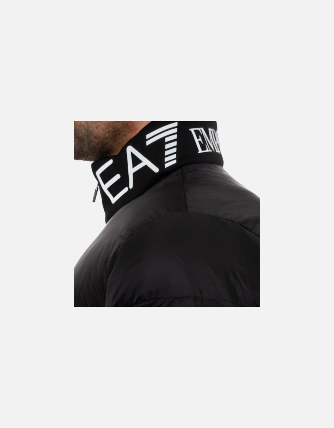 Mens Neck Logo Puffer Jacket (Black)